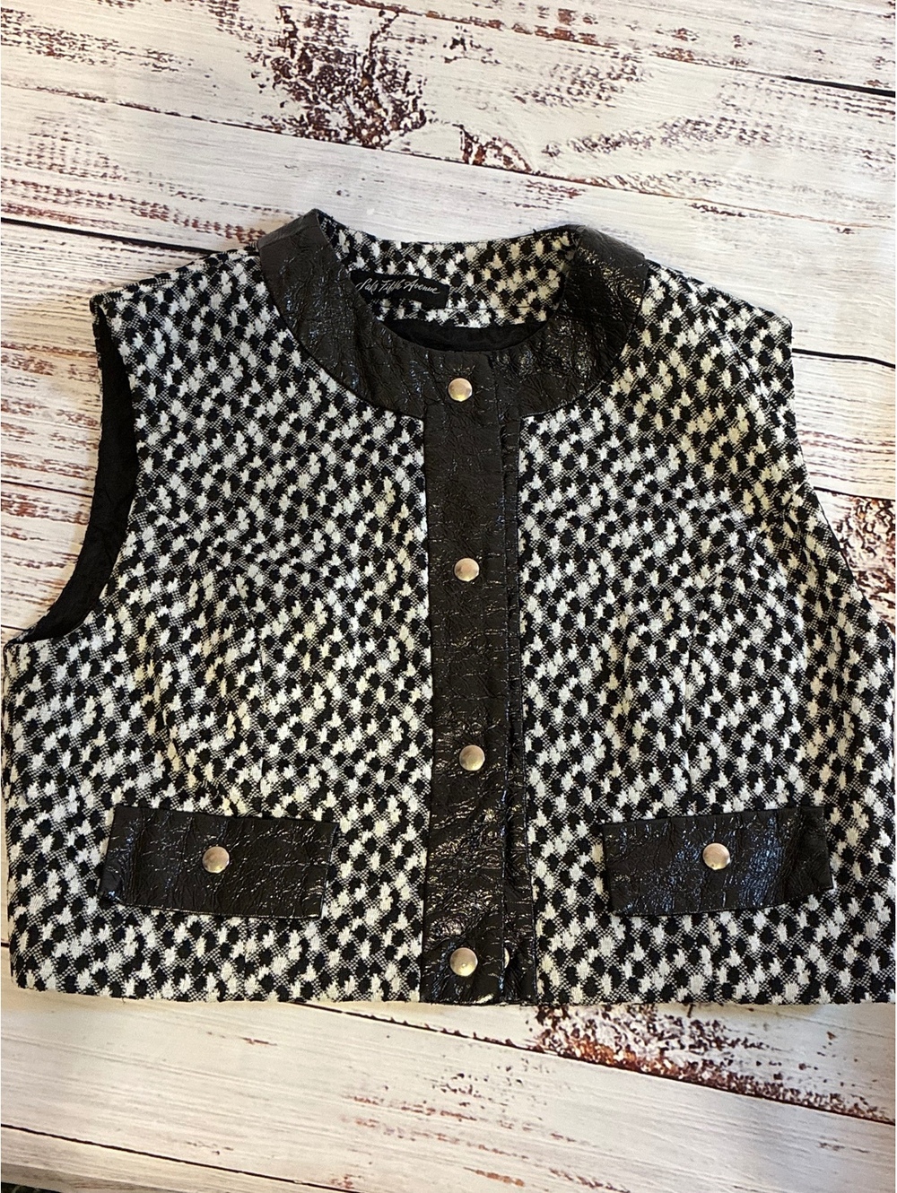 Saks Fifth Avenue black and white tweed vest